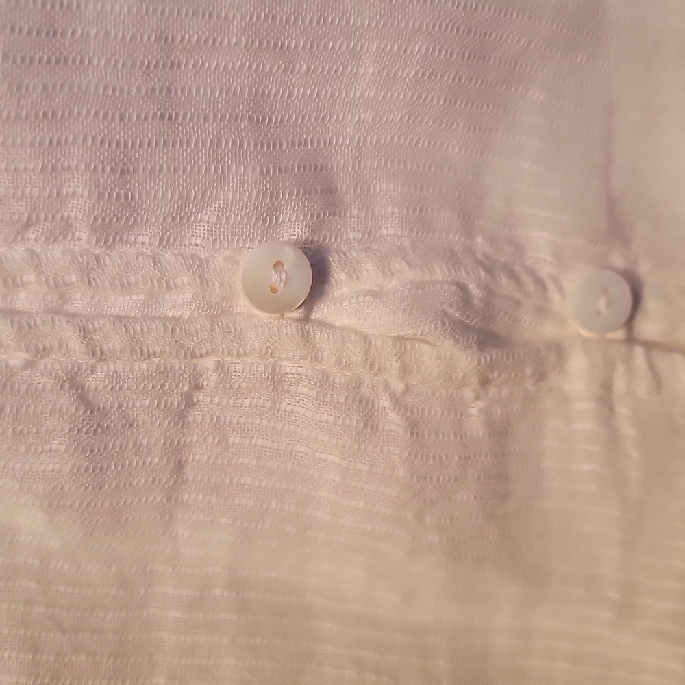 Faherty Cream Button-Down Ruffle Collar Blouse - Picture 4 of 12